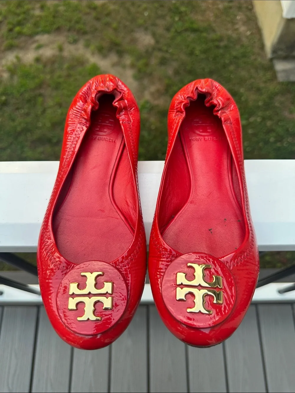 Tory Burch | Shoes | Tory Burch Red Patent Logo Ballet Flats